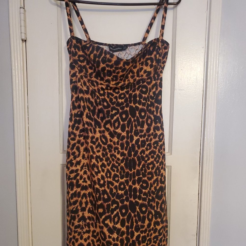 Leopard Print Midi Pencil Dress